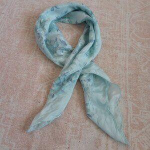 Stunning Vintage Mint Silk Floral Scarf The Specialty House Luxury Minimal Paris